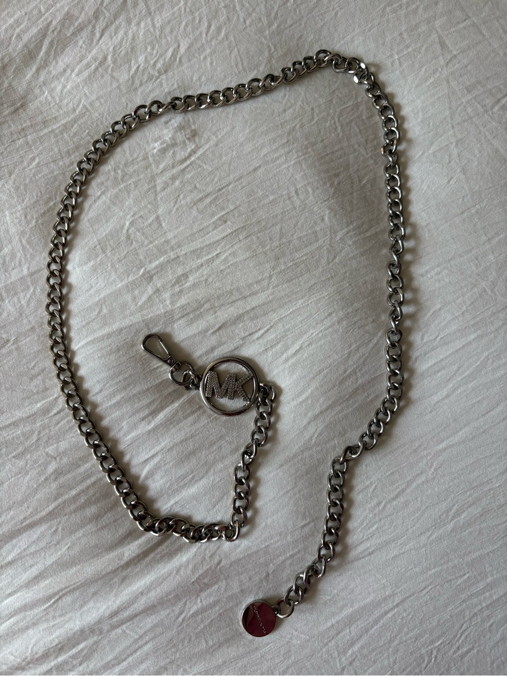 Michael Kors Silver-Tone Chain Strap with MK Medallion